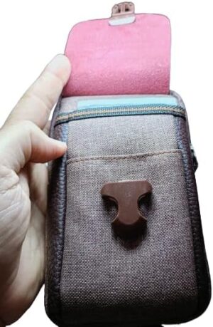 Men Cowhide Leather Mobile Phone Belt Bags Solid Color Three-layer Waist Pack Zipper Fanny Pack Outdoor Jogging Sports Bag 18X11X6 CM brown, C00B-B0DD7Q15PN