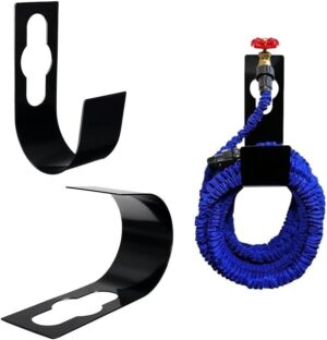 (1PC) Best Sturdy Garden Spigot Hose Hook Holder, Durable Metal Wall Mount Expandable Watering Hose Hanger Hook, Pipe Holder Tidy Hook Reel Tap for Heavy Garden Irrigation Hose - Black-B0C78NBQ5P