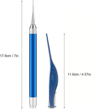 Decdeal- 2pcs Ear Wax Removal Ear Flap Set Stainless Steel Ear Wax Remover Spoon Baby Kids Adult Ear Plugs Ear Selector with Led Light-