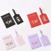 New Passport Cover Luggage Tag Set PU Leather Passport Protector Luggage Tags Passport Wallet ID Card Ticket Clip As Set Show (Black 1set)-B0DVQGZGQ3