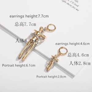 (1 Pc) Large New Necklace or keychain Exaggerated Stereoscopic Two People Hugging Metal Vintage Long Drop Nicklace for Women Girls Party Jewelry-B0DVPPH6NR