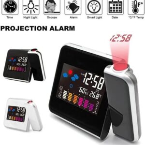 51VE42W5e6L._AC_ 1Pcs Digital Weather, Humidity, LCD Projection Snooze Alarm Clock with Colorful LED Backlight-B0CV4J1DXD
