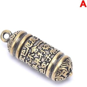 51VH4coERjL._AC_SX522_ Keychains Brass Buddha Sutra Cylinder Pendant Keychain Hanging Necklace Jewelry Pill Box Medicine Case Container Bottle 1 Pc. Only-B0DT7K9R76
