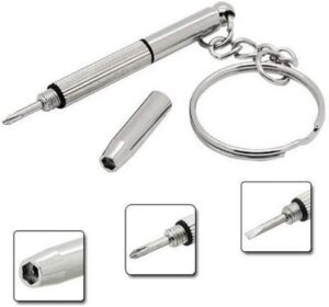 WSSBK 5 Pcs Mini Portable Screwdriver 3 In 1 Steel Precise Eyeglass Screwdriver Set Watch Repair Tools Kit With Keychain-B096LT5H4R