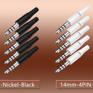 51Vg8cKjIdL._AC_ 5pcs White And Black 3.5mm Stereo Headset Plug 3/4 Poles 3.5 Audio Plug Jack Adapter Connector for Iphone New Outlet 2.5mm (17mm 4P Nickle Black)-B0DWHHJSBX