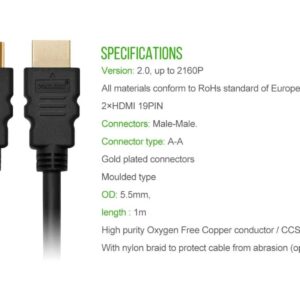 Version 1.0.0 HDMI-compatible Cable Video Cables Gold Plated 1.4 4K 1080P 3D Cable for HDTV Splitter Switcher 0.3m 1m 1.5m HDMI to HDMI Cable (1 M)-B0DWJ1CW8W