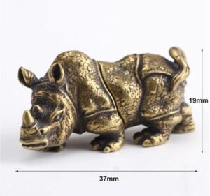 Mini Copper Rhino Sculpture Handmade Crafts Brass Rhinoceros Figurines Vintage Animal Statue Home Office Table Decor Ornament-B0BRNWHB19