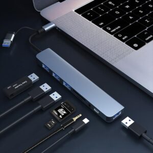 8-IN-2 USB HUB 3.0 USB C HUB Dock Station 5Gbps High Speed Transmission USB Splitter Type C to USB OTG Adapter For Macbook Pro (7-IN-2, CHINA)-B0DX852HFM