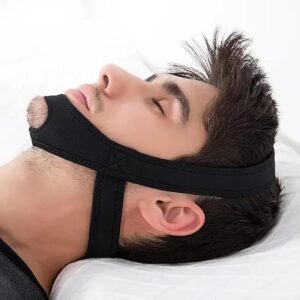 [1 PC] Tcare 1Piece Snoring Chin Strap Adjustable Anti Snore Chin Strap Support Stop Snoring- Natural and Instant Snore Relief Jaw Belt [Black]-B0DWZKZ22D