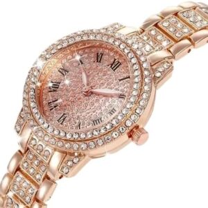 [ 1pcs -Rose Gold] Shining Diamond Watch Luxury Women Brand Quartz Gold Bracelet Watches Ladies Zircon Crystal Top Elegant Wristwatch Clock Gifts-B0D1GZ2NXN