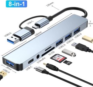 8-IN-2 USB HUB 3.0 USB C HUB Dock Station 5Gbps High Speed Transmission USB Splitter Type C to USB OTG Adapter For Macbook Pro (7-IN-2, CHINA)-B0DX852HFM