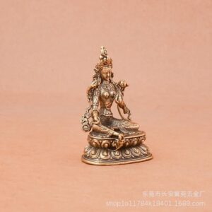 1Pcs Brass Green Tara Small Statue Tantric Buddha Figurines Miniatures Buddhism Buddhist Figure Desktop Enshrine Ornaments Home Decor-B0DJXYHWV4
