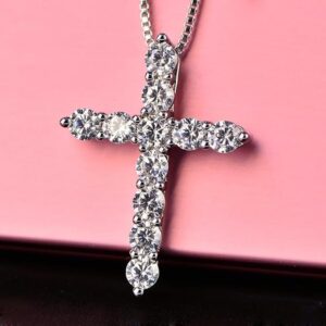 Small Crosse Necklace Box Chain Shiny Crystal Classic Cross Pendant For Women Men Fashion Jewelry Gifts - Small Crosse 2 Cm*1.5 Cm with 48Cm Chain Length-B0DWQPN7FQ