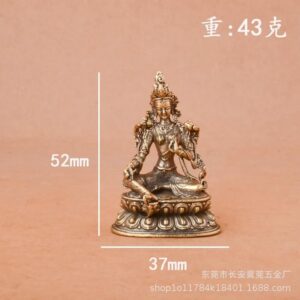 1Pcs Brass Green Tara Small Statue Tantric Buddha Figurines Miniatures Buddhism Buddhist Figure Desktop Enshrine Ornaments Home Decor-B0DJXYHWV4