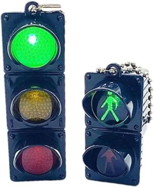 3D Traffic Light Key Chain Creative Backpack Pendant Car Key Pendant Safe Traffic Promotion Gift Key Hanging Decoration-B0DJRHNKQL