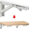 Sturdy Folding Shelf Brackets Small Arm White Heavy Duty Triangle Wall Mount Collapsible Shelf Bracket with Install Screws for Small Bench Table Space Saving 2 Pcs, (16 Inch = 40.64 Cm)-B0DXCK1R4B