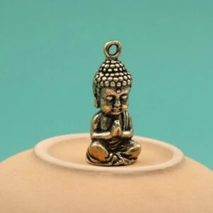 Miniature Sakyamuni Buddha Pendant Creative Mini Brass Crafts Mini Buddha Figurine Handcraft Brass Buddha Ornaments Bonsai Small Size:3 * 1.3CM(1.18 * 0.51in)-B0D5YP1384