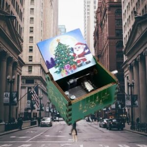 [1Pcs] Merry Christmas Wooden Hand Cranked Collectible Jingle Bell Themed Brown Music Box (Colored Merry Christmas Edition) (I) (0012I)-B0CM46CDFF