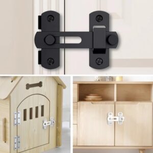 [1pcs] Door Bolts Hasp Latch Lock Sliding Door Lock Stainless Steel A Type Latch For Casement Cabinet Fitting With 4 * Screws (Black)-B0DXCLSRFY