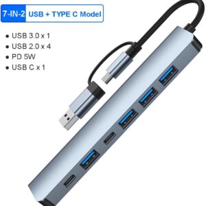 8-IN-2 USB HUB 3.0 USB C HUB Dock Station 5Gbps High Speed Transmission USB Splitter Type C to USB OTG Adapter For Macbook Pro (7-IN-2, CHINA)-B0DX852HFM