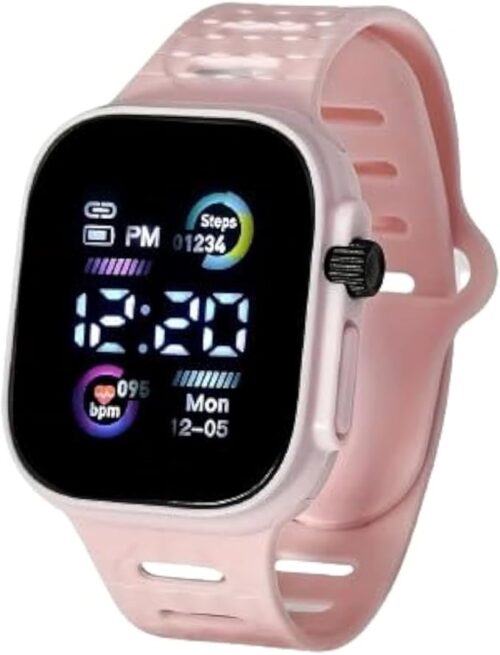 MySouqEg Led Display Digital Kids Watches Sport Boys Girls Luminous Children’s Electronic Wristwatch Students Clock Watches Relojes 2024 (Light Pink)-B0DF53V54K