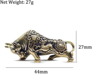 1Pc Creative For Keychain Brass Wall Street Bullfighting Key Ring Pendant Vintage Copper Lucky Bull Keychain Charm Chinese Feng Shui Hanging Jewelry Decor for your Keychain Without Ring-B0CC269TJ3