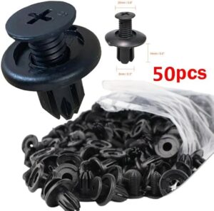 50Pcs 8mm Plastic Fasteners Screw Car Bumper Black Rivet Car Fastener Clips for Most Car Type-B0DFV5BDCR