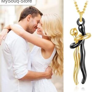 (1 Pc) Large New Necklace or keychain Exaggerated Stereoscopic Two People Hugging Metal Vintage Long Drop Nicklace for Women Girls Party Jewelry-B0DVT4RYY9