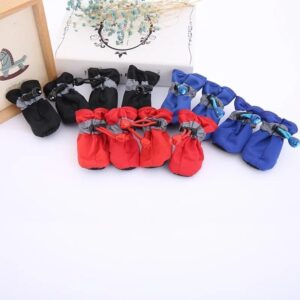 4pcs/set Yellow Waterproof Dog Shoes, Size 1-7 (Foot Length: 1-6.5cm, Foot Width: 2.5-5.5cm), Anti-slip Rain Boots for Small, Medium, Large Dogs & Cats-B0CRC533HW