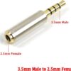 Generic Audio 3.5mm Male Plug to 2.5mm Female Jack Aux Stereo Mic Trrs Adapter (Silver)-B0DX7L9HB5