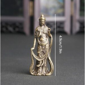 1PC- Figurine Small Brass Statue Golden Brass Craft Miniatures Sculpture Antique Bronze Large Belly Laughing Maitreya Buddha Statue Desk Copper Ornament Crafts Brass (N9)-B0D3VDD5Y8