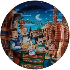 Ramadan Plastic Tray Set 2 Pieces Same Dimensions Ramadan Circular Trays Ramadan Dessert Drink Tray Small Plate 35 Cm Tray (Random Color)-B0DY5HFFT8