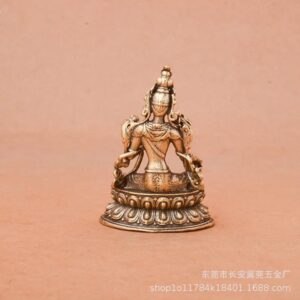 1Pcs Brass Green Tara Small Statue Tantric Buddha Figurines Miniatures Buddhism Buddhist Figure Desktop Enshrine Ornaments Home Decor-B0DJXYHWV4