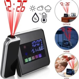 51qaUVm+U4L._AC_ 1Pcs Digital Weather, Humidity, LCD Projection Snooze Alarm Clock with Colorful LED Backlight-B0CV4J1DXD