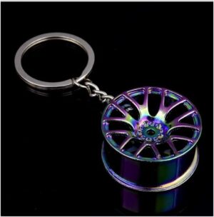 Car Wheel Rim Model Key Ring Keyring Auto Accessories Metal Birthday Gift Keychain Decors Wheel Hub Key Chain (colored)