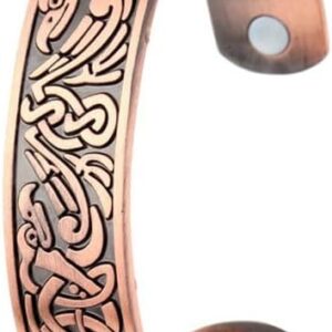 1Pcs Classic Bio Magnetic Copper Color Alloy Bracelet Cuff Bangle for Men Women Fashion Jewelry Gifts(shape 2D)-B0D1J6QTNP