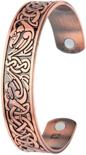 1Pcs Classic Bio Magnetic Copper Color Alloy Bracelet Cuff Bangle for Men Women Fashion Jewelry Gifts(shape 2D)-B0D1J6QTNP