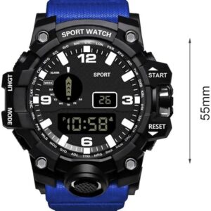 Men's LED Digital Watch Men Sport Watches Fitness Electronic Watch Multifunction Military Sports Watches Clock Kids Gifts [BlueXBlack]-B0D2BR9123