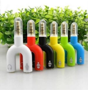 1Pic - U Shaped 3.5mm Stereo Audio Earphone Mic Splitter Adapter Highly Practical - Black-B0DVLSSTH9