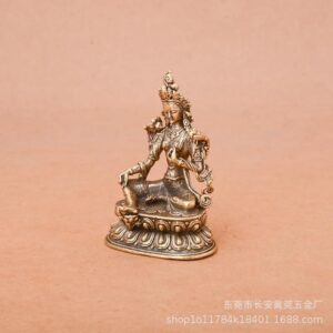 1Pcs Brass Green Tara Small Statue Tantric Buddha Figurines Miniatures Buddhism Buddhist Figure Desktop Enshrine Ornaments Home Decor-B0DJXYHWV4