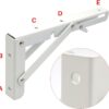 Sturdy Folding Shelf Brackets Small Arm White Heavy Duty Triangle Wall Mount Collapsible Shelf Bracket with Install Screws for Small Bench Table Space Saving 2 Pcs, (16 Inch = 40.64 Cm)-B0DXCK1R4B
