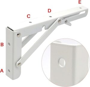Sturdy Folding Shelf Brackets Small Arm White Heavy Duty Triangle Wall Mount Collapsible Shelf Bracket with Install Screws for Small Bench Table Space Saving 2 Pcs, (14 Inch = 35.56 Cm)-B0DXCK8TCT