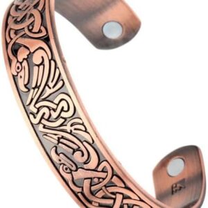 1Pcs Classic Bio Magnetic Copper Color Alloy Bracelet Cuff Bangle for Men Women Fashion Jewelry Gifts(shape 2D)-B0D1J6QTNP