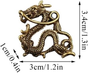 1pcs - Small Statue Figurine Wealth Brass Decor Prosperity Chinese Style Ornament Qilin Dragon Luck Animal Fengshui Vintage (F)-B0CT2RBJKD