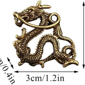 1pcs - Small Statue Figurine Wealth Brass Decor Prosperity Chinese Style Ornament Qilin Dragon Luck Animal Fengshui Vintage (F)-B0CT2RBJKD