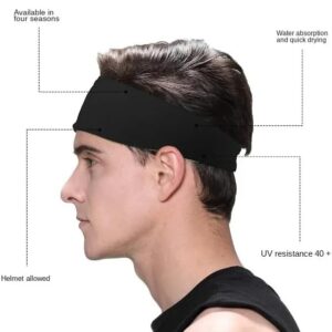 [1PCs - Black] Sport Headbands Sweatband Elastic Yoga Running Hair Band Sweat Bandage Workout Tennis Fitness Jog Basketball Headscarf Men Women(053)-B0D3LHNV5Y