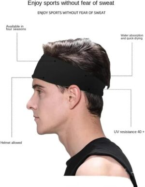 [1PCs - Black] Sport Headbands Sweatband Elastic Yoga Running Hair Band Sweat Bandage Workout Tennis Fitness Jog Basketball Headscarf Men Women(053)-B0D3LHNV5Y