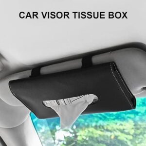 1Pcs Leather Sun Visor Napkin Box Holder Hanging Car Mask Holder Shading Tissue Case Organizer Auto Storage Decoration Craft-B0B4WMPG6X