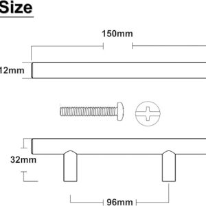 51t57tzVguL._AC_SX450_ Kitchen Door Handles Brushed Nickel Stainless Steel Bathroom Cabinet T Bar Handle Furniture Drawer Pulls Cupboard Knobs (96mm Hole Centers - 150mm Long) 5 Pack-B0DYKNXXY4
