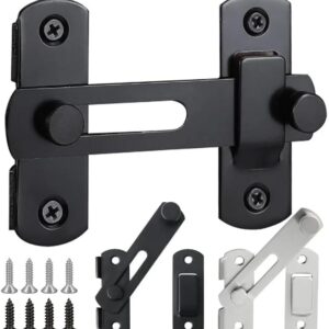 [1pcs] Door Bolts Hasp Latch Lock Sliding Door Lock Stainless Steel A Type Latch For Casement Cabinet Fitting With 4 * Screws (Black)-B0DXCLSRFY